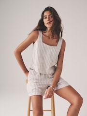 The Set Black/Red/Ecru Stripe 3 Pack Shell Tops With Linen - Image 5 of 13