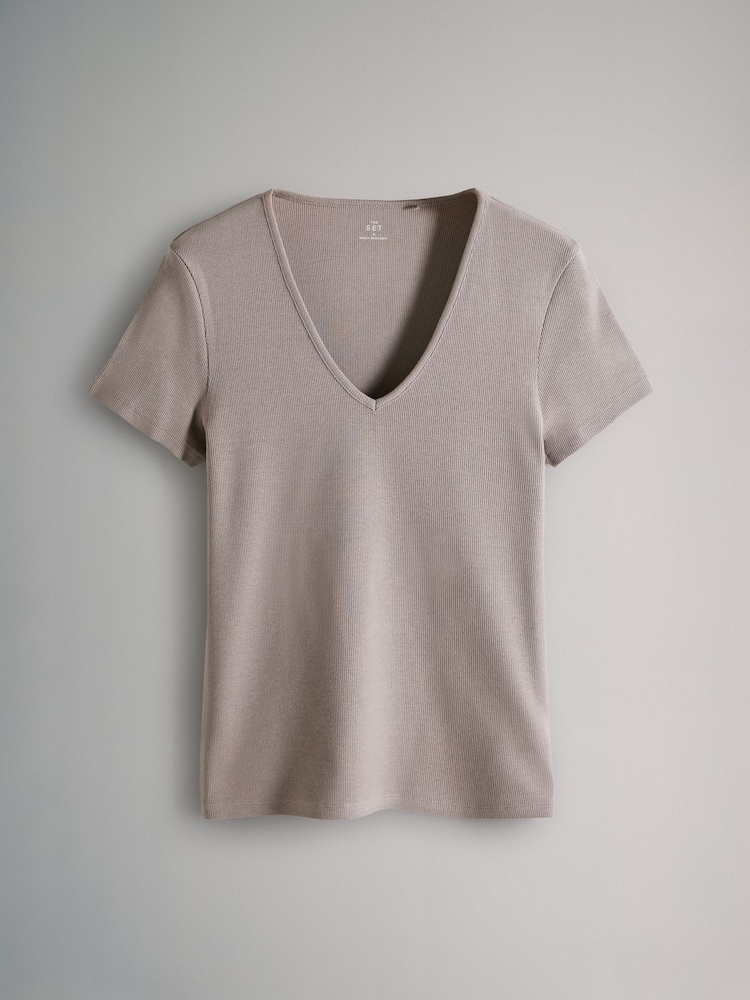 The Set 3 Pack Ribbed V-Neck Short Sleeved T-Shirts - Imagen 2 de 6 The Set 3 Pack Ribbed V-Neck Short Sleeved T-Shirts - Imagen 2 de 6