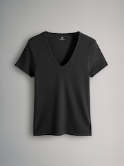 The Set lot de 3 t-shirts côtelés Col en V Manches - Image 3 of 6