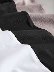 The Set lot de 3 t-shirts côtelés Col en V Manches - Image 6 of 6