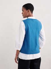 Seasalt Cornwall Blue East View V-Neck Knitted Vest - Image 2 of 5