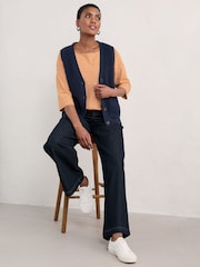 Seasalt Cornwall Blue Swanpool Ribbed Knitted Vest - Image 3 of 7