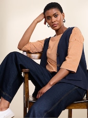 Seasalt Cornwall Blue Swanpool Ribbed Knitted Vest - Image 4 of 7
