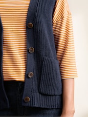 Seasalt Cornwall Blue Swanpool Ribbed Knitted Vest - Image 5 of 7