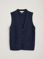 Seasalt Cornwall Blue Swanpool Ribbed Knitted Vest - Image 6 of 7