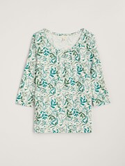 Seasalt Cornwall Green Appletree 3/4 Sleeve Top - Image 4 of 5
