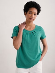 Seasalt Cornwall Blue Appletree Keyhole Detail T-Shirt - Image 1 of 5