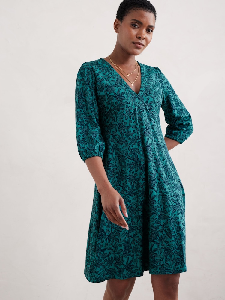 Seasalt Cornwall Green Foxhill Empire Line Jersey Dress - Image 1 of 5