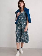 Seasalt Cornwall Blue Petite Carwynnen Midi Dress - Image 3 of 5