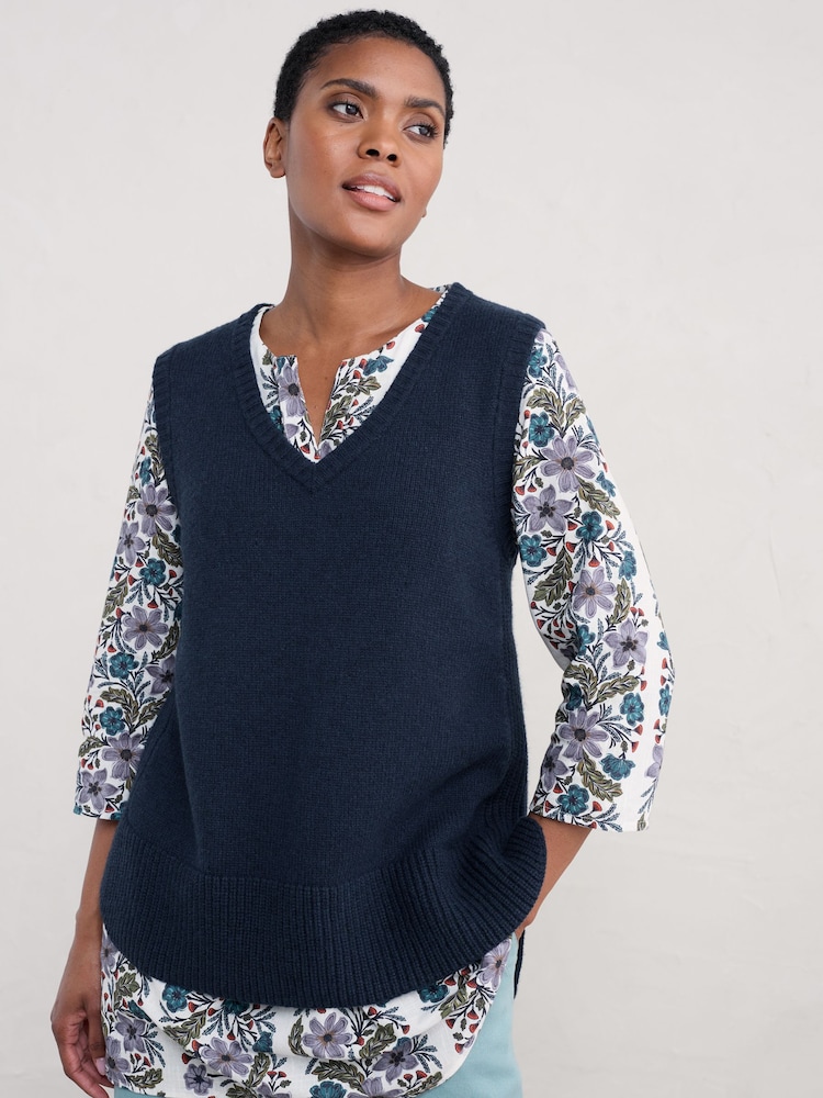 Seasalt Cornwall Blue Coupling V-Neck Vest - Image 1 of 1