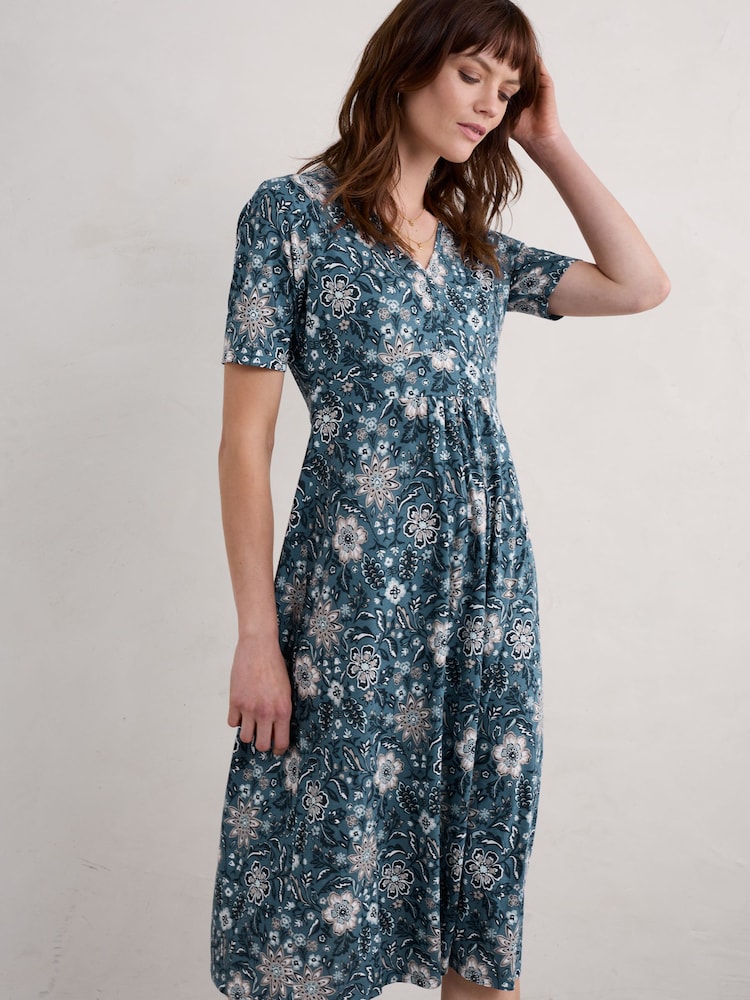 Seasalt Cornwall Blue Carwynnen Midi Dress - Image 1 of 5