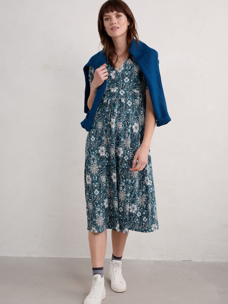 Seasalt Cornwall Blue Carwynnen Midi Dress - Image 3 of 5