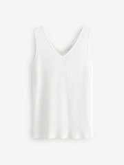 White Waffle V-Neck Sleeveless Vest Top - Image 1 of 1