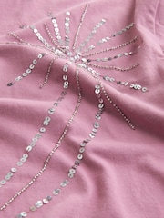 Pink Sequin Short Sleeves 100% Cotton T-Shirt - Image 2 of 2