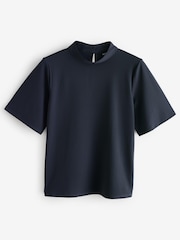 Navy Short Sleeves High Neck T-Shirt - Image 1 of 1