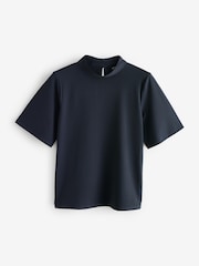 Navy Short Sleeves High Neck T-Shirt - Image 1 of 1