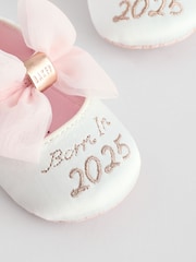 Baker by Ted Baker Baby Girls Born in 2025 Padded White/Pink Shoes With Bow - Image 2 of 6