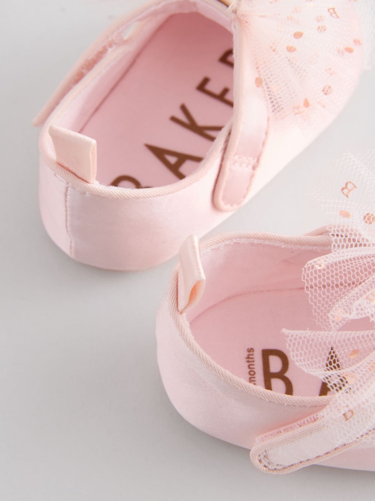 Roze/roze - Baker by Ted Baker Baby Girls Padders Shoes With Bow - Image 4 of 6