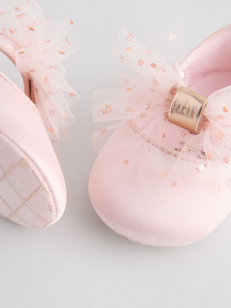 Roze/roze - Baker by Ted Baker Baby Girls Padders Shoes With Bow - Image 5 of 6