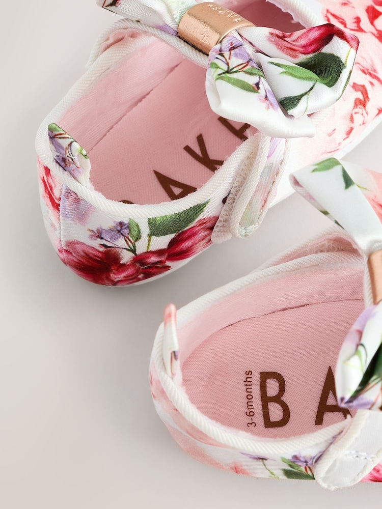 Bloemenmotief - Baker by Ted Baker Baby Girls Padders Shoes With Bow - Image 4 of 7