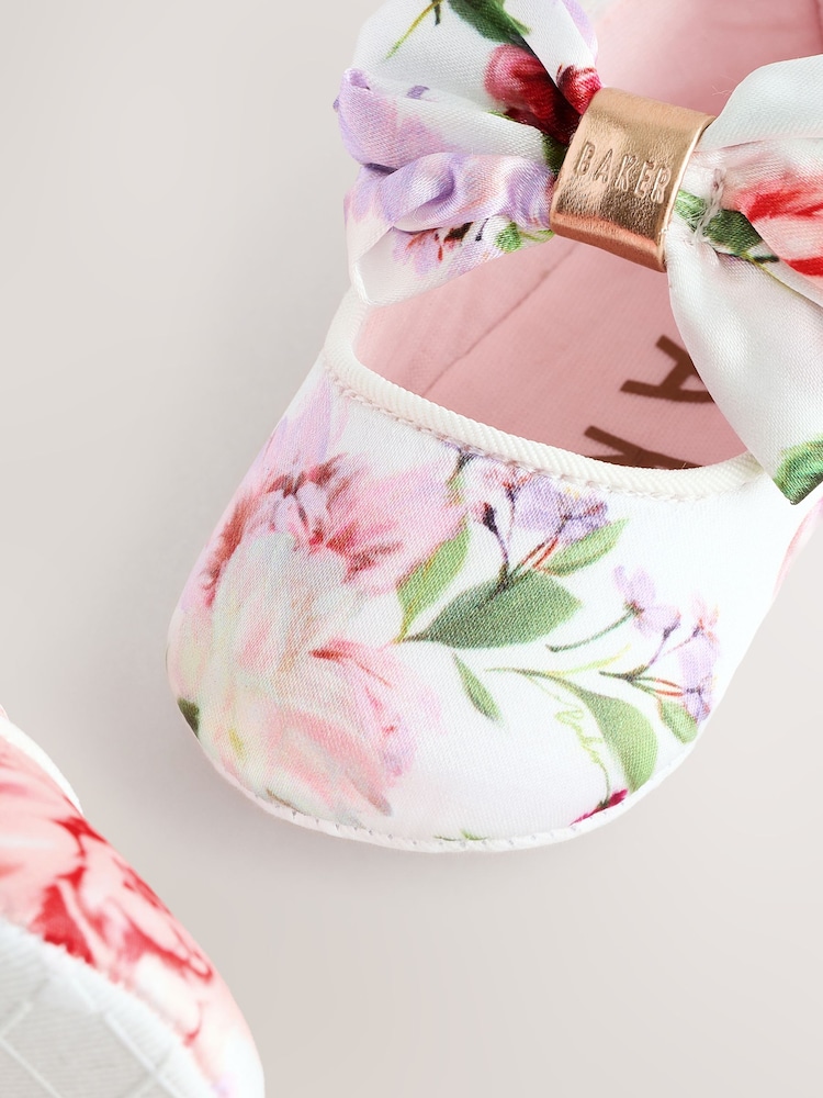Bloemenmotief - Baker by Ted Baker Baby Girls Padders Shoes With Bow - Image 5 of 7
