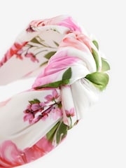 Baker by Ted Baker Girls Pink/White Floral Knotted Headband - Image 2 of 5