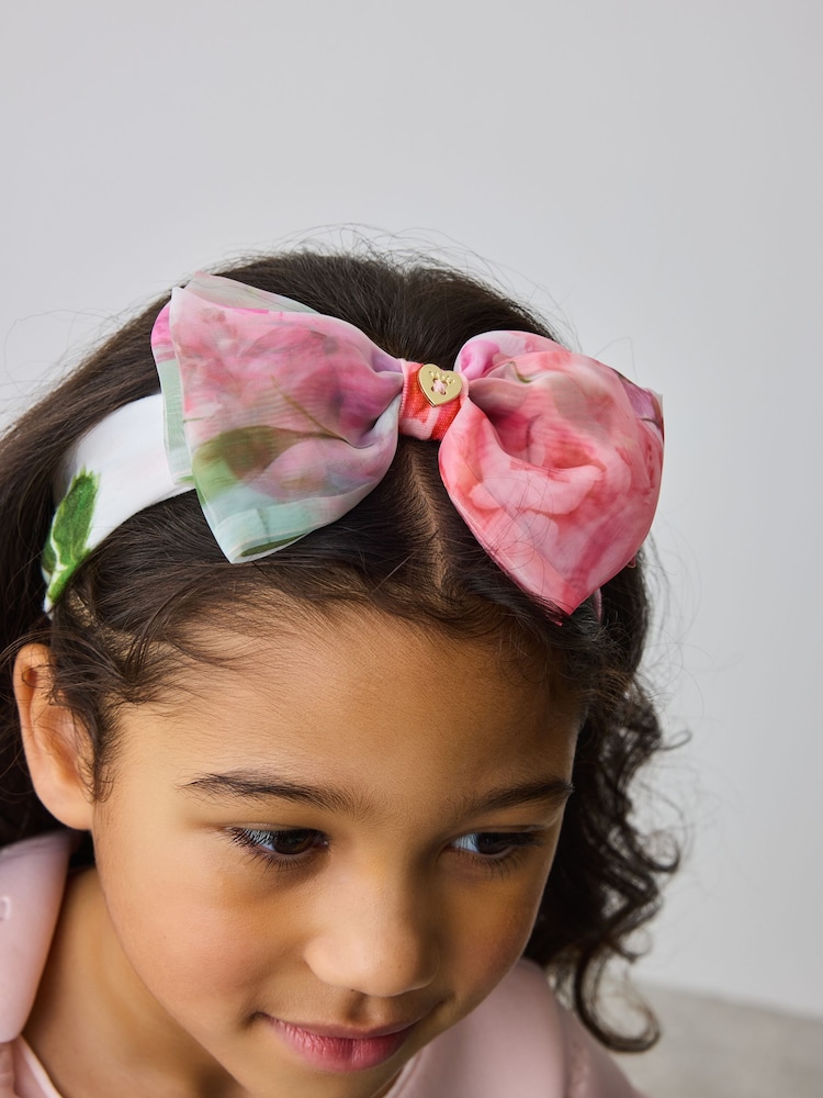 Ted Baker Pink and White Floral Headband Duo  NWT Romantic Printed-headband Buy Baker by Ted Baker Girls Pink/White Floral Knotted  main image 4