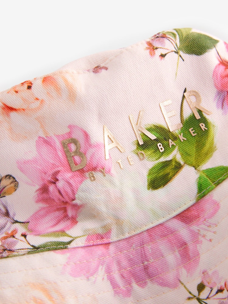 Baker by Ted Baker Girls Floral Pink Bucket Hat - Image 5 of 6