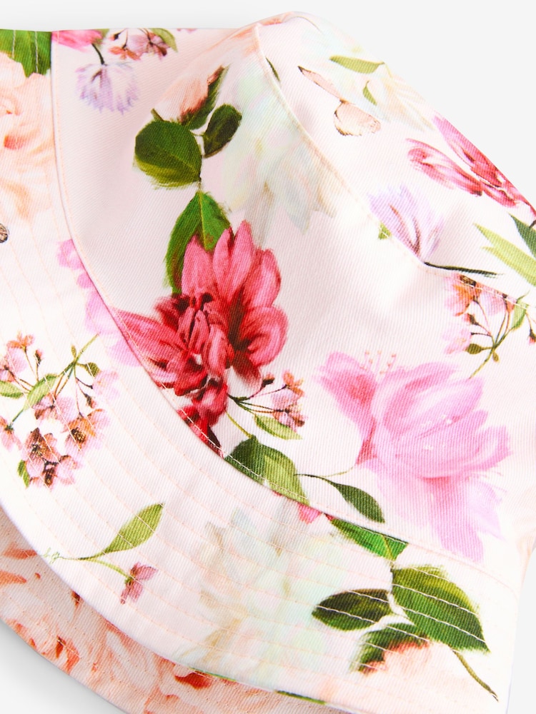 Baker by Ted Baker Girls Floral Pink Bucket Hat - Image 6 of 6