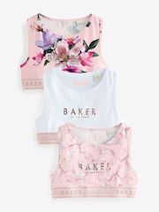 Pink - Baker by Ted Baker Crop Tops 3 Pack - Image 1 of 9