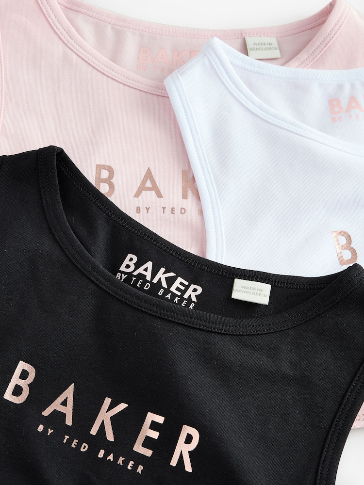 Rose/Noir/Blanc - Baker by Ted Baker Crop Tops 3 Pack - Image 8 of 9