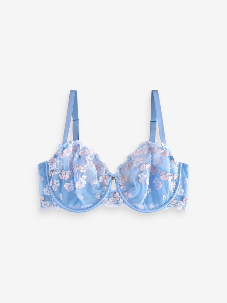 Boux Avenue Blue Selina Embroidered Balcony Bra - Image 7 of 7 Boux Avenue Blue Selina Embroidered Balcony Bra - Image 7 of 7