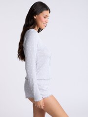 Boux Avenue Grey Heart Ruched Rib Pyjamas - Image 3 of 6