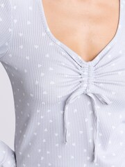 Boux Avenue Grey Heart Ruched Rib Pyjamas - Image 5 of 6