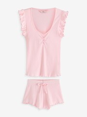 Boux Avenue Pink Frill Pointel 100% Cotton Vest And Shorts Set - Image 6 of 8