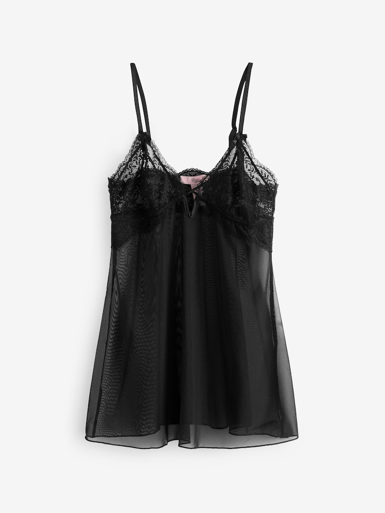 Boux Avenue Lace And Mesh Black Chemise - Image 6 of 6