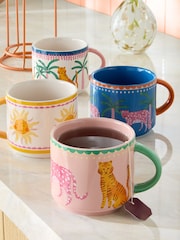 Set of 4 Multi Cassia Tropical Leopard Stacking Mugs - Image 3 of 5