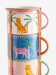 Set of 4 Multi Cassia Tropical Leopard Stacking Mugs - Image 5 of 5