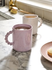 Set of 2 Multi Lilac and Cream Speckle Mugs - Image 1 of 3