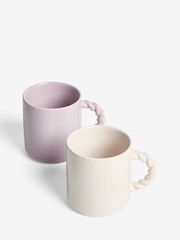 Set of 2 Multi Lilac and Cream Speckle Mugs - Image 3 of 3