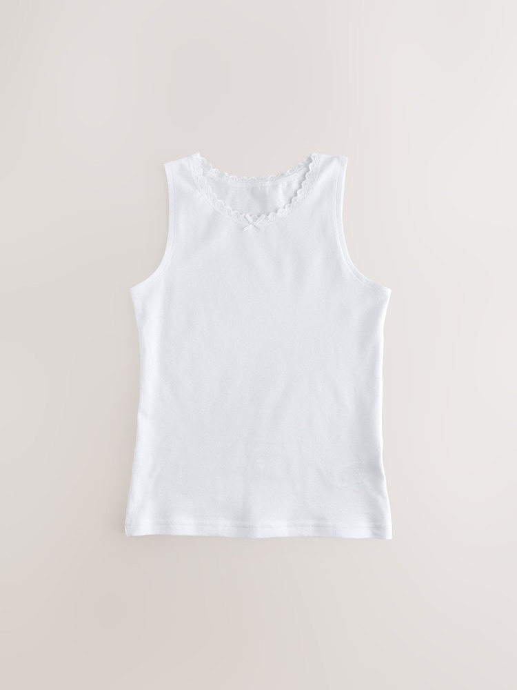 White 5 Pack Lace Trim Vest (1.5-16yrs) - Image 2 of 5