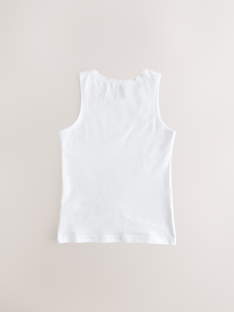 White 5 Pack Lace Trim Vest (1.5-16yrs) - Image 3 of 5