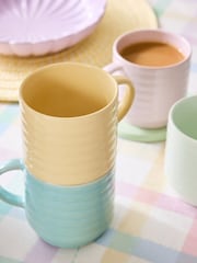 Set of 4 Multi Pastel Ribbed Stacking Mugs - Image 2 of 4