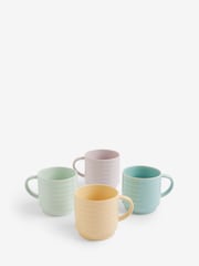 Set of 4 Multi Pastel Ribbed Stacking Mugs - Image 4 of 4