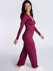 Boux Avenue Rib Wrap Pyjamas Top and Trousers - Image 3 of 5