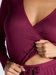 Boux Avenue Rib Wrap Pyjamas Top and Trousers - Image 5 of 5