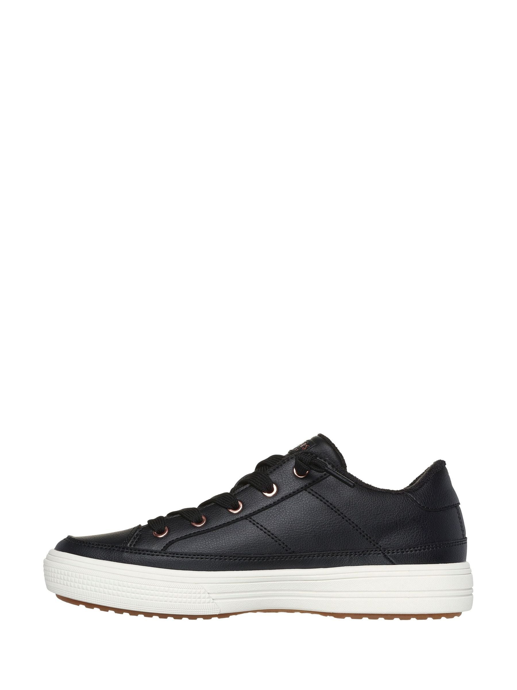 Buy Skechers Black PU Standard Fit Arcade Womens Trainers from