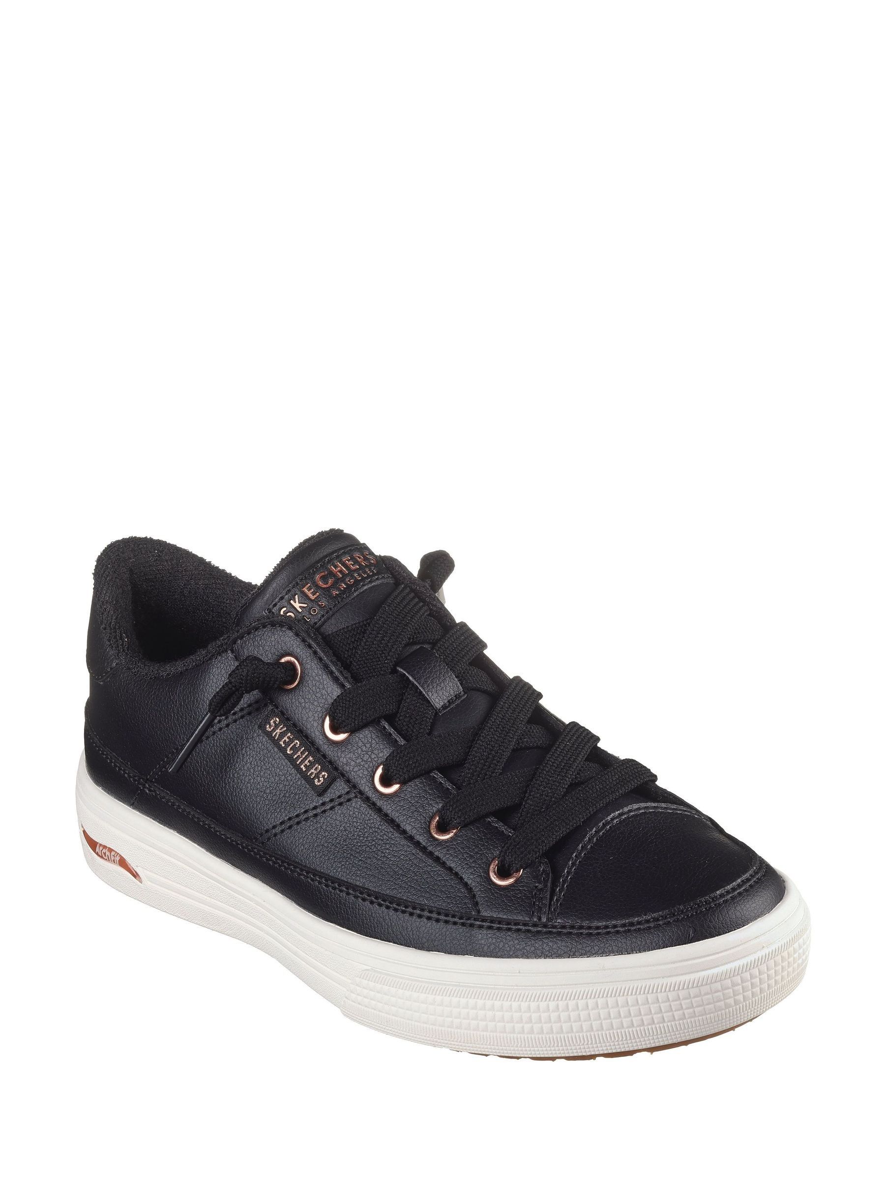 Buy Skechers Black PU Standard Fit Arcade Womens Trainers from