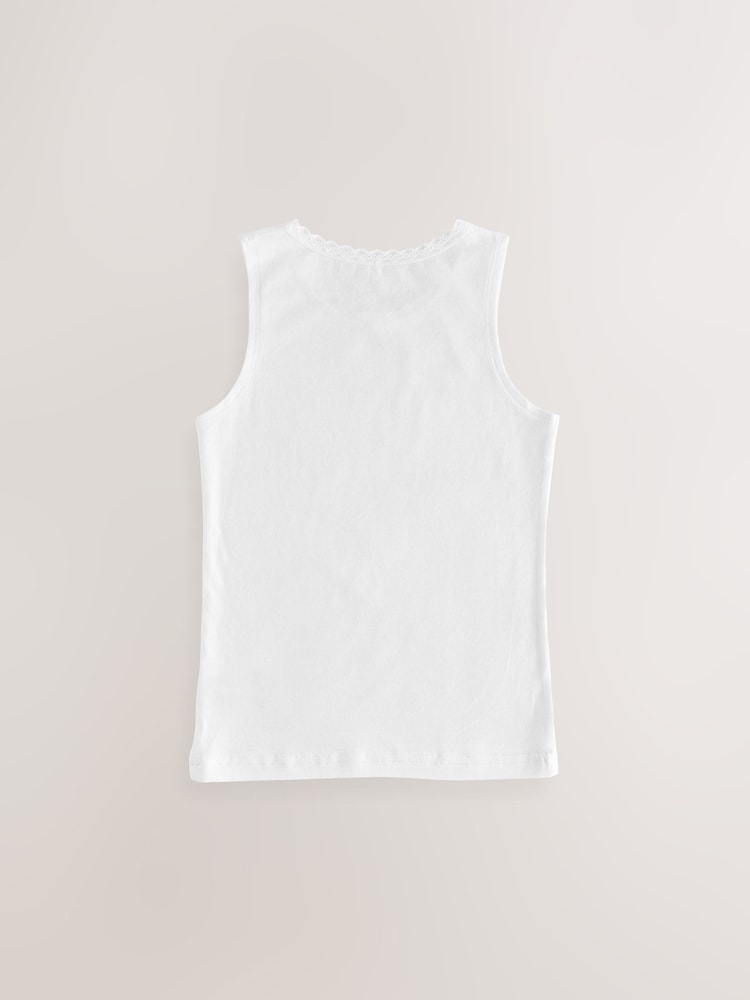 White 3 Pack Lace Trim Vest (1.5-16yrs) - Image 3 of 6