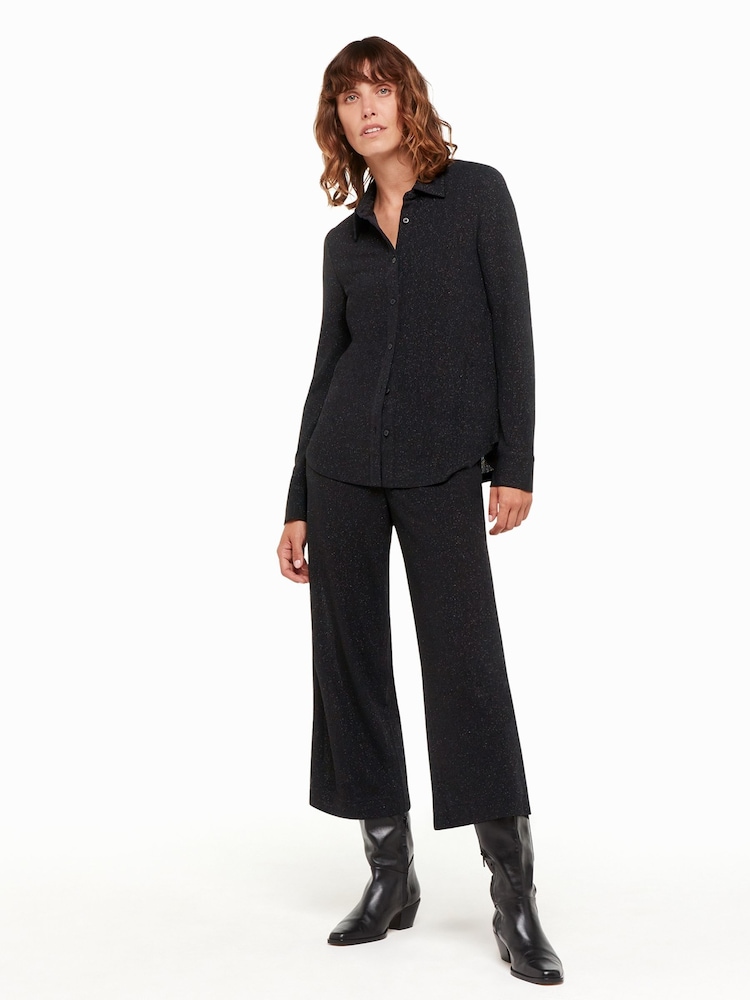 Whistles Eva Sparkle Cropped Black Trousers - Image 1 of 5
